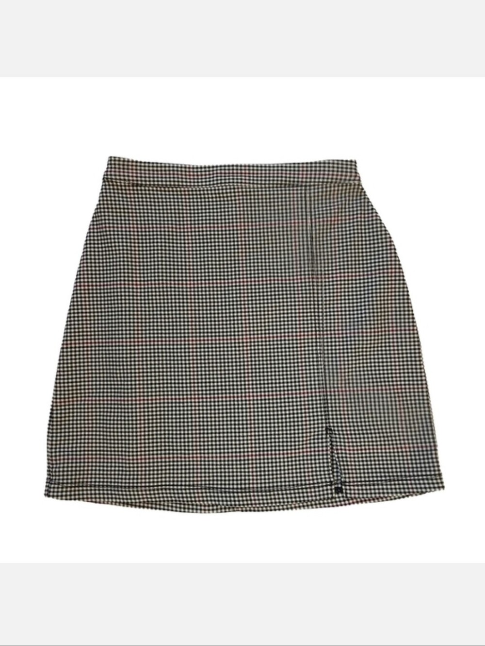 Hollister XS Ultra High-Rise Plaid Mini Skirt Black White Side Slit Back Zip